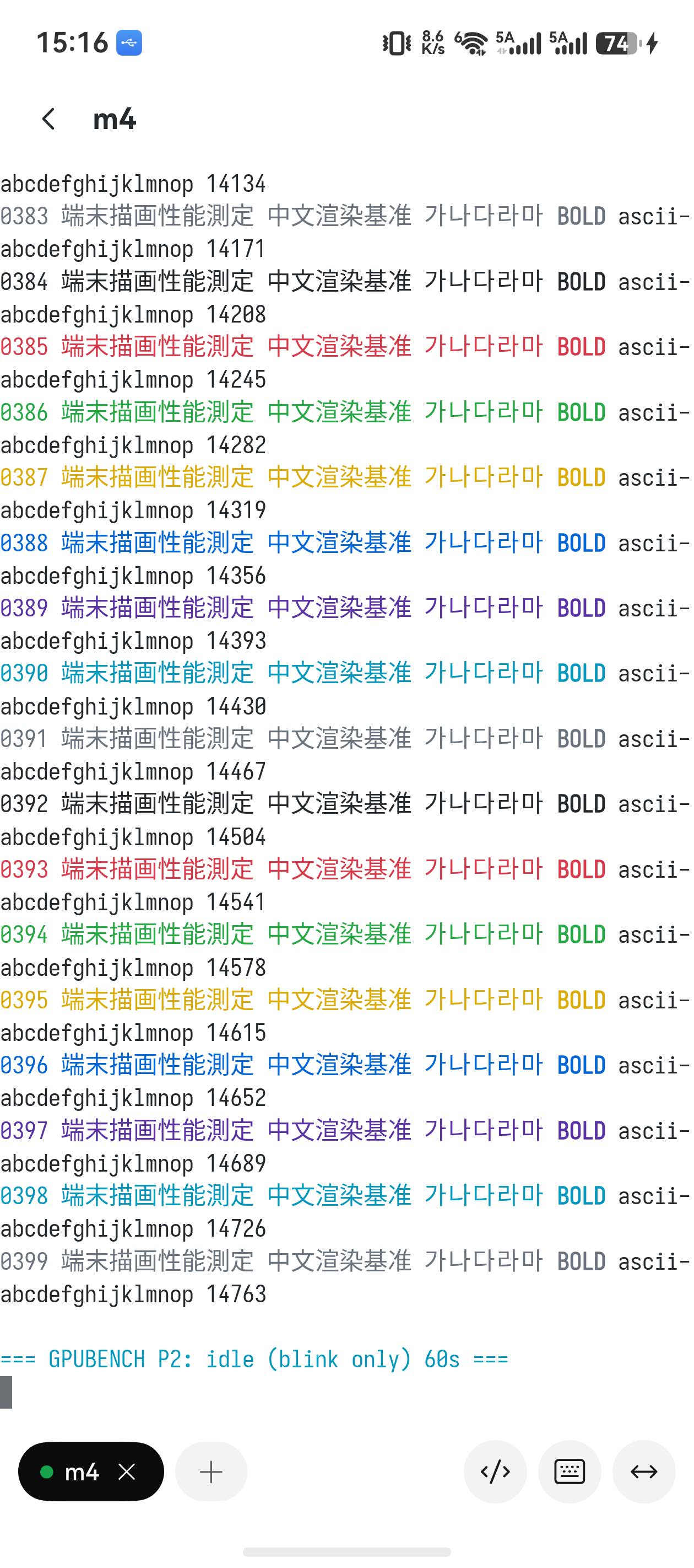 空闲状态：仅光标闪烁的部分呈现帧